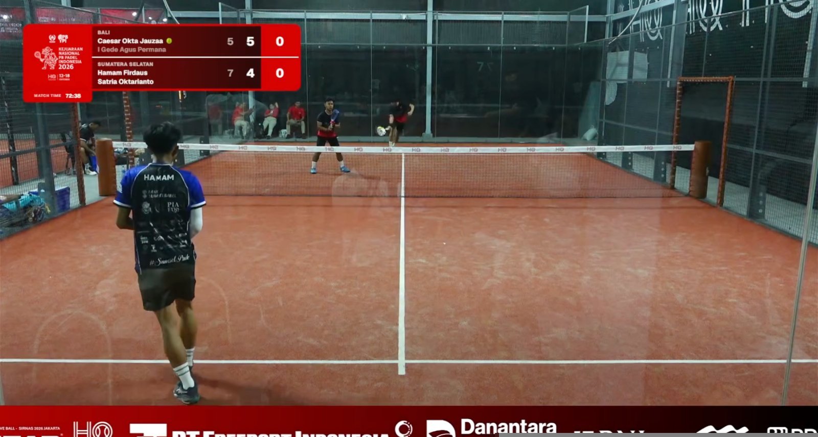 Live broadcast of Kejurnas PB Padel 2026 with the Turna score overlay